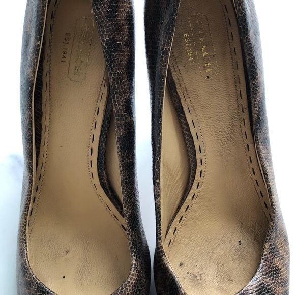Coach Snakeskin Platform High Heel Pumps Brown Size 8.5B - Picture 8 of 16
